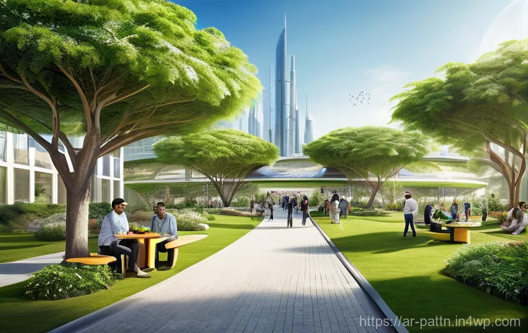 자원순환 경제에서의 지속 가능한 투자 - **Prompt 1: A Vibrant Circular City of Tomorrow**
    "A stunning wide-angle cityscape of a futurist...