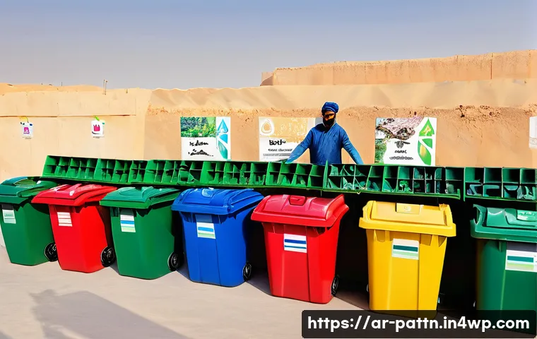 자원순환 경제 모델의 실무 적용 방안 - A modern small-scale industrial recycling facility in the Middle East, workers wearing modest clothi...