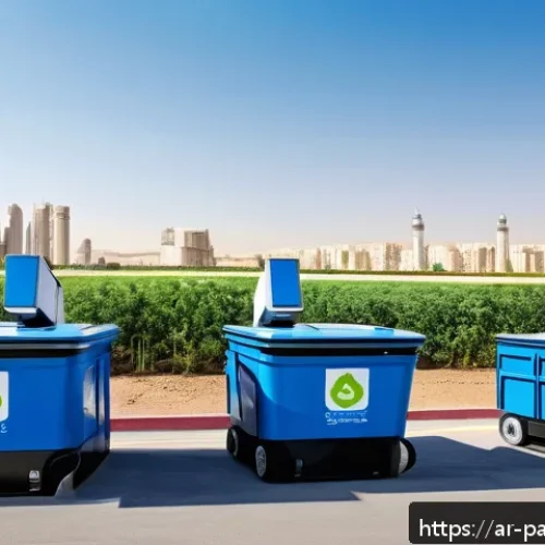 Home 17 자원순환 경제와 기술 융합 전략 - A futuristic smart recycling facility in a Middle Eastern city, featuring advanced AI-powered roboti...