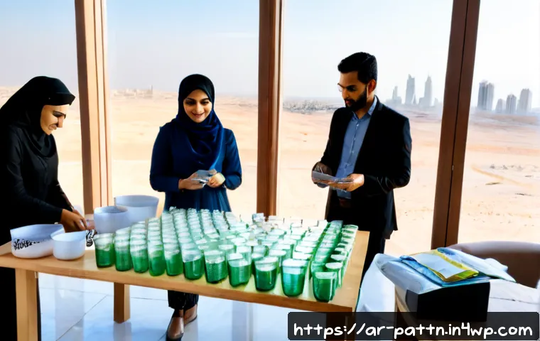 자원순환 경제 모델과 스타트업의 기회 - Photorealistic circular economy startup workshop in a modern Arab city, diverse Arab entrepreneurs i...